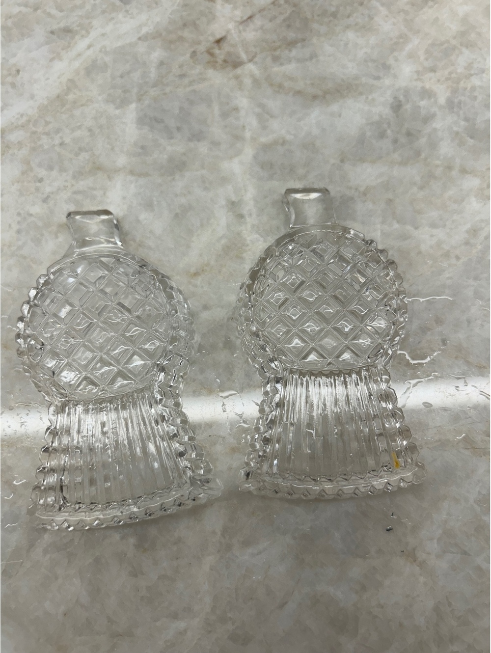 Vintage Bohemia Glass Thistle Trinket Dishes –Set of 2 Pressed Crystal Pin Trays